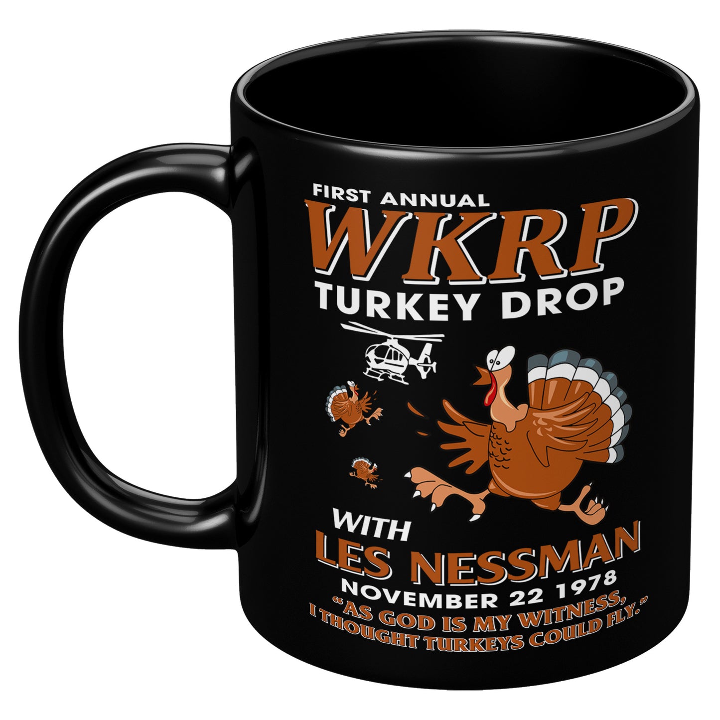 WKRP Turkey Drop with Les Nessman Funny Coffee Cup - Thanksgiving Day Gift Ideas (TL-132836260903)