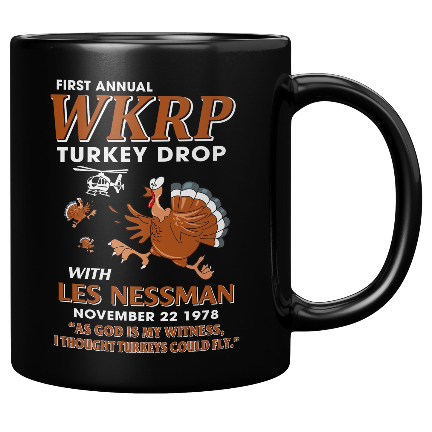 WKRP Turkey Drop with Les Nessman Funny Coffee Cup - Thanksgiving Day Gift Ideas (TL-132836260903)