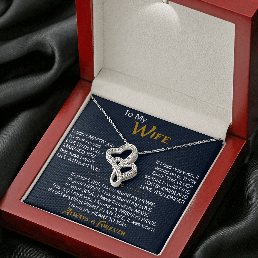 To My Wife Heart-to-Heart Pendant Necklace from Husband, Christmas Gifts For Women, Anniversary Gift For Wife, Soulmate