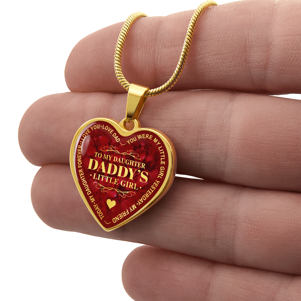 To My Daughter Luxury Heart Necklace, Dad and Daughter Gift For Birthday Wedding (132950172012)