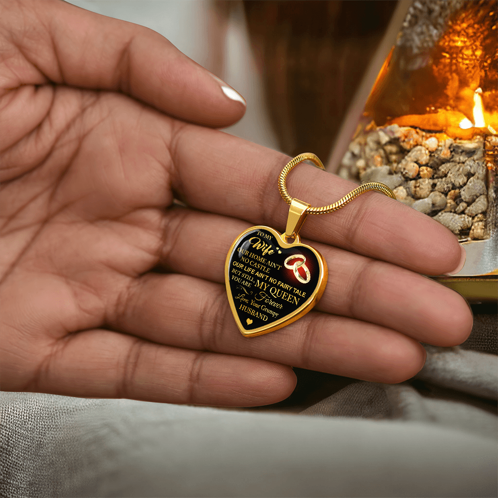 To My Wife Love Gift From Grumpy Husband Heart Necklace Chain for Valentines Day (133581377259)