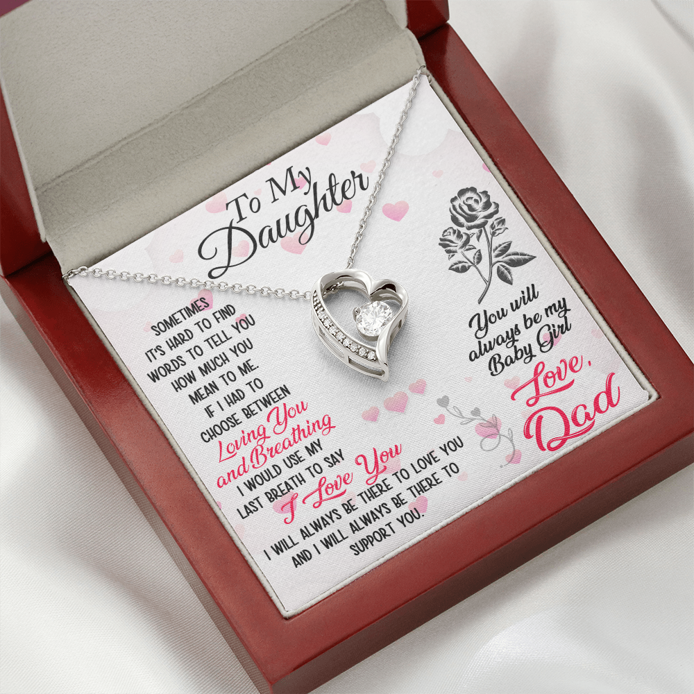 Proud Dad to Daughter Forever Love Necklace Gift for Birthday, Christmas, Back to School, Wedding or any Special Occasions. Best Gift from Father