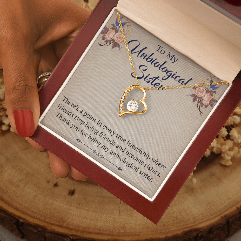 To My Unbiological Sister Forever Love Heart Necklace, Unique Gift for Birthday, Mother's Day, Christmas, or any Special Occasion