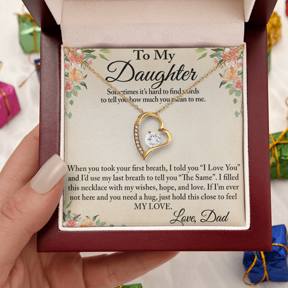 To My Daughter Unique Gift From Dad Forever Love Heart Necklace for Little Girl (134218942827)