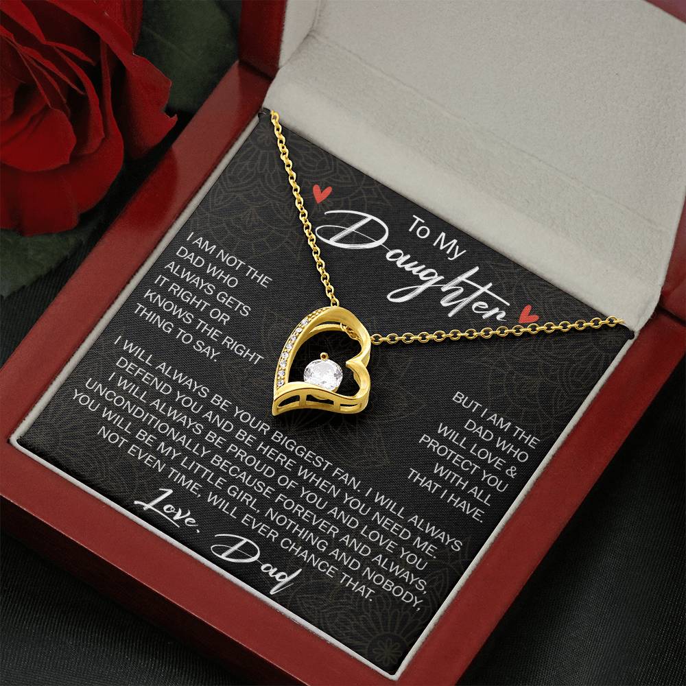 To My Daughter Gift from Dad - Forever Love Necklace for Your Princess, Little Girl Present - Birthday Gift