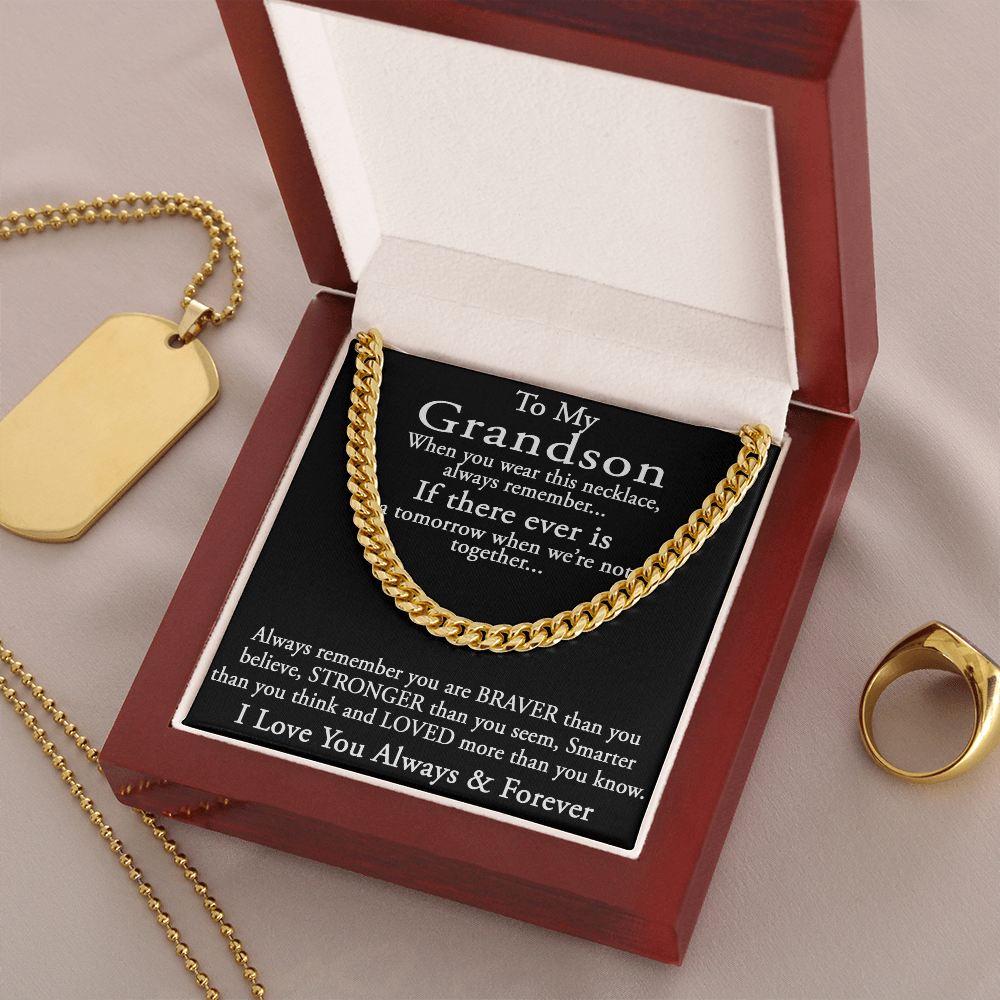 To My Grandson Keepsake Gift Sentimental Present Cuban Link 18" Chain Necklace (133998548169)