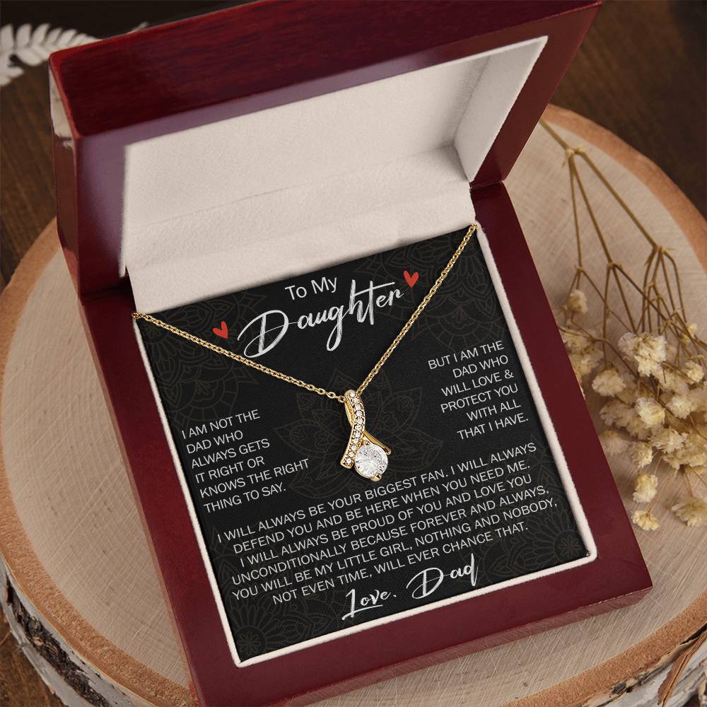 To My Daughter Gift from Dad - Alluring Ribbon Necklace for Your Princess, Little Girl Present - Birthday Gift