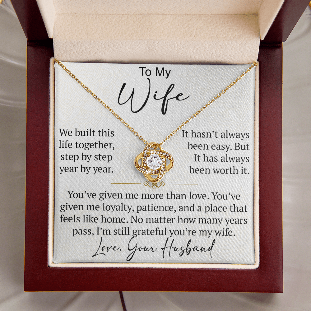 To My Wife Love Knot Necklace Gift From Husband, Meaningful Jewelry for Soulmate, Partner, Bride - Birthday, Wedding Anniversary Present