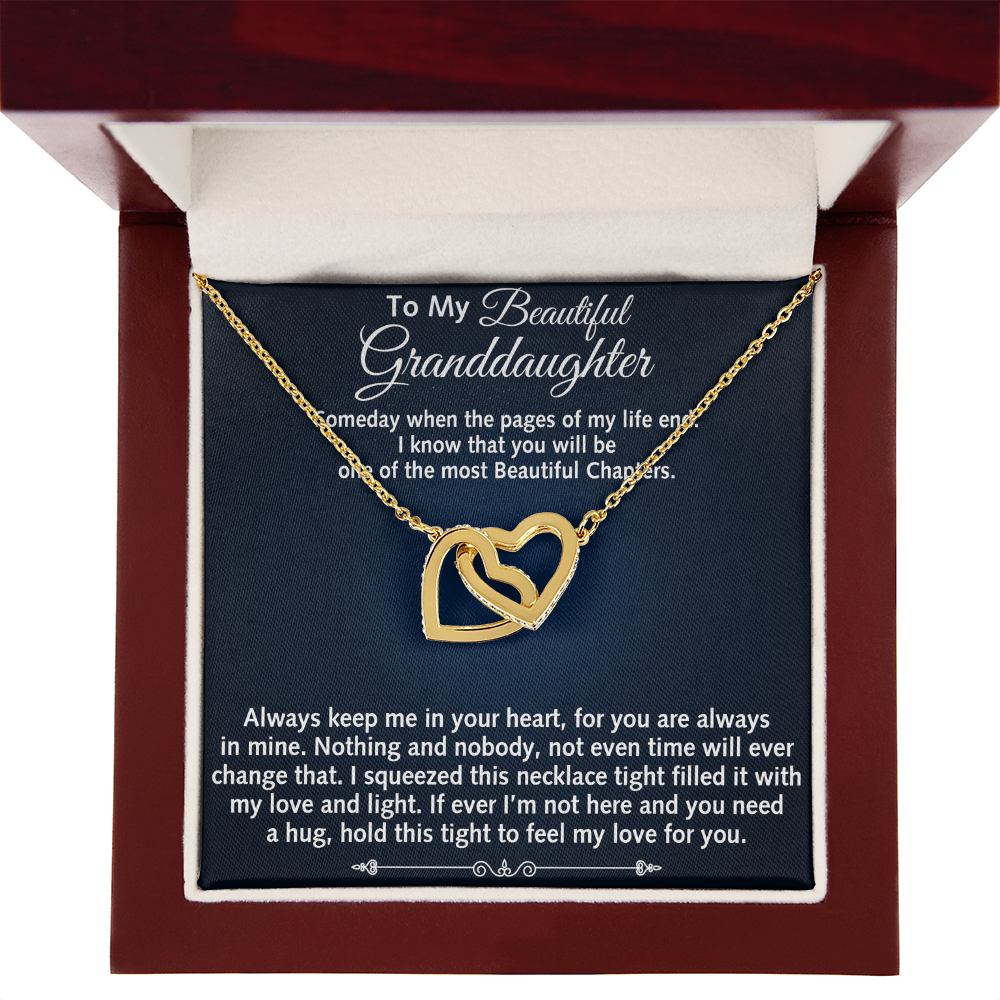 To My Beautiful Granddaughter Birthday Gift Interlock Joined Heart Necklace Gift (134304733391)