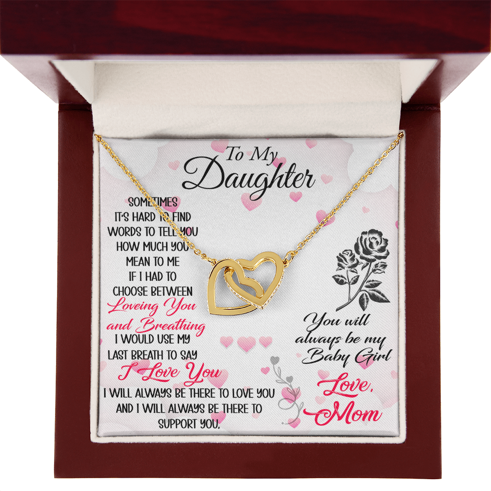 To My Daughter Interlock Heart Necklace - Luxury Family Matching Gift from Dad, Father for Birthday, Christmas, or any Special Occasion