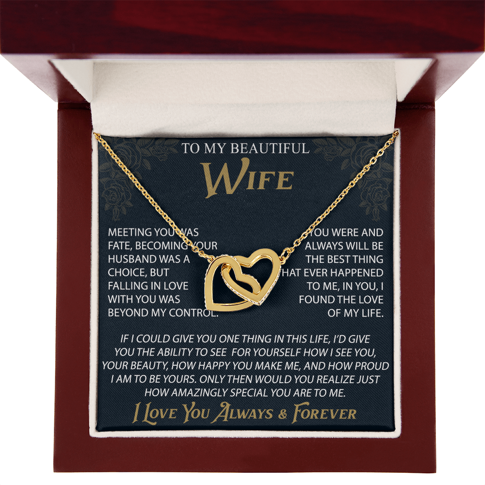 To My Wife Interlocking Hearts Necklace, Christmas Gifts For Women, Anniversary Gift For Wife
