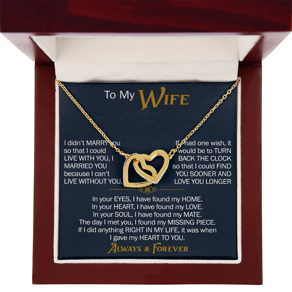 To My Wife Interlocking Hearts Necklace Gift From Husband, Meaningful Jewelry for Soulmate, Partner, Bride