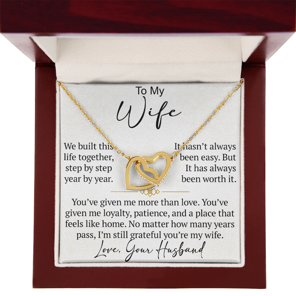Interlocking Hearts Necklace Gift for Wife from Husband, To My Soulmate Wedding Anniversary Gift, Surprise Your Lover Gift on Special Occasions
