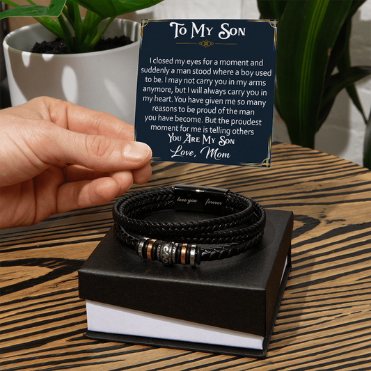 "Love You Forever" Bracelet for Son from Parents, Gift for Son on His Birthday, Grown Up Son Bracelet Gift