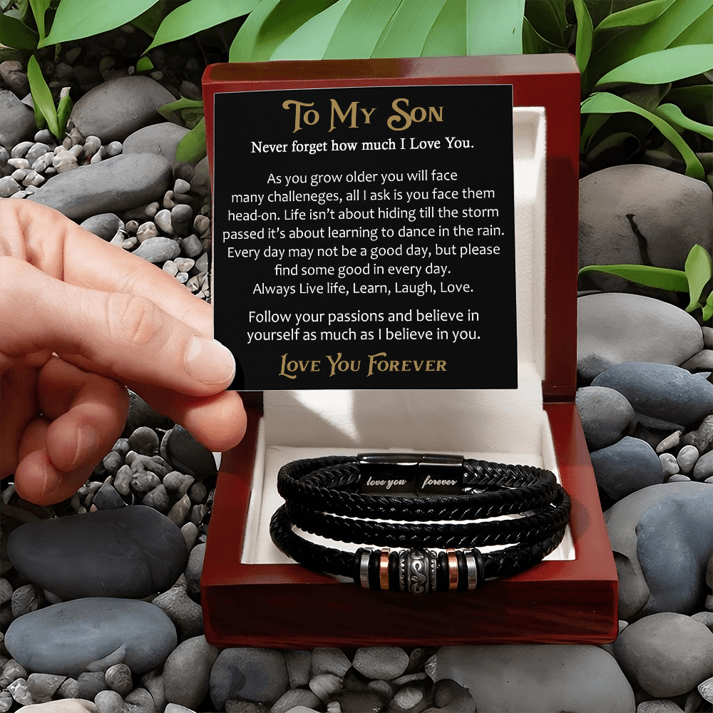 To My Son - Men's "Love You Forever" Bracelet, Unique Gift for Birthday Back to School, Christmas...
