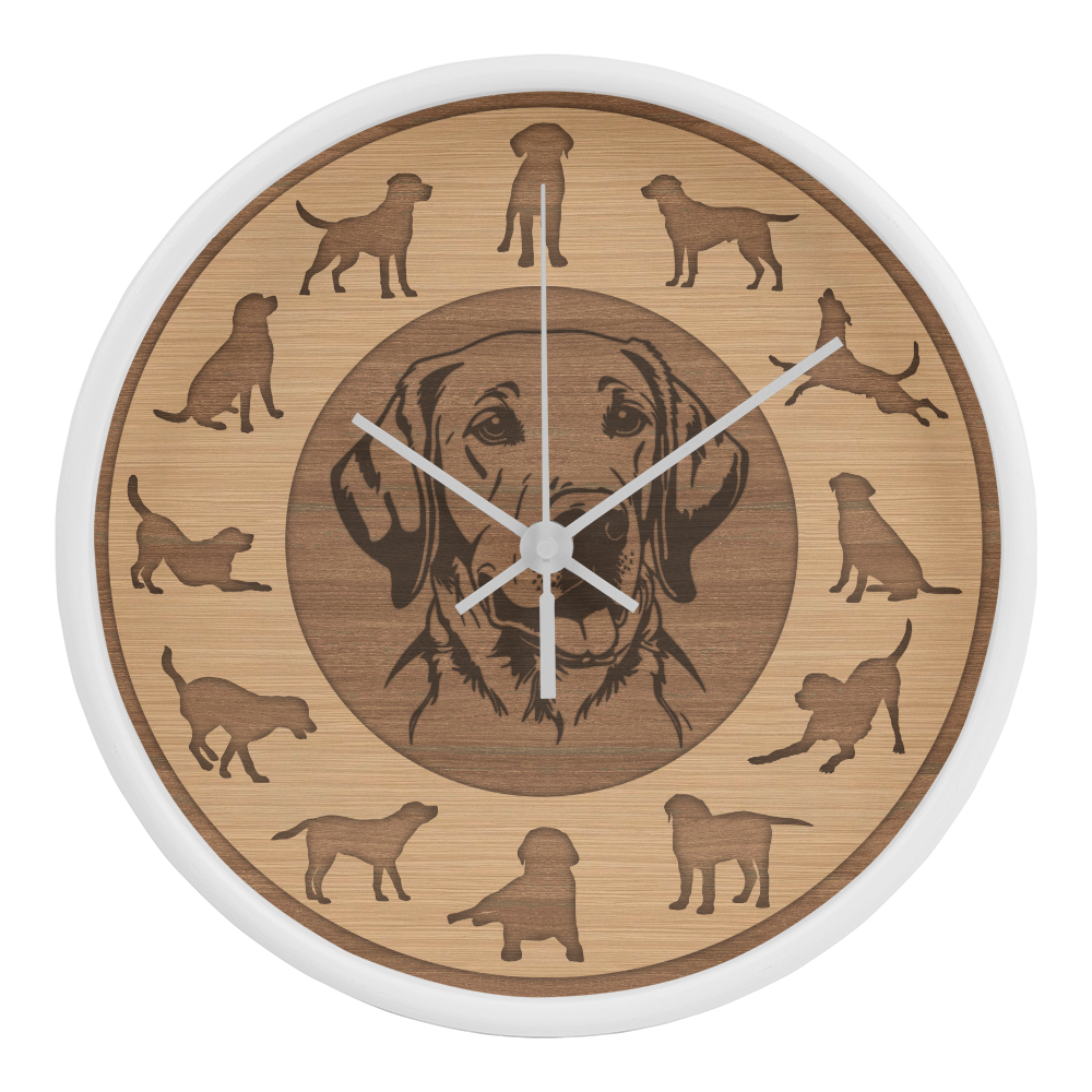 Wooden Labrador Wall Clock - Rustic Brown Silhouette, 10 Inch Quartz, Handmade Dog Owner Gift, Farmhouse Pet Decor, Silent Clock Art"