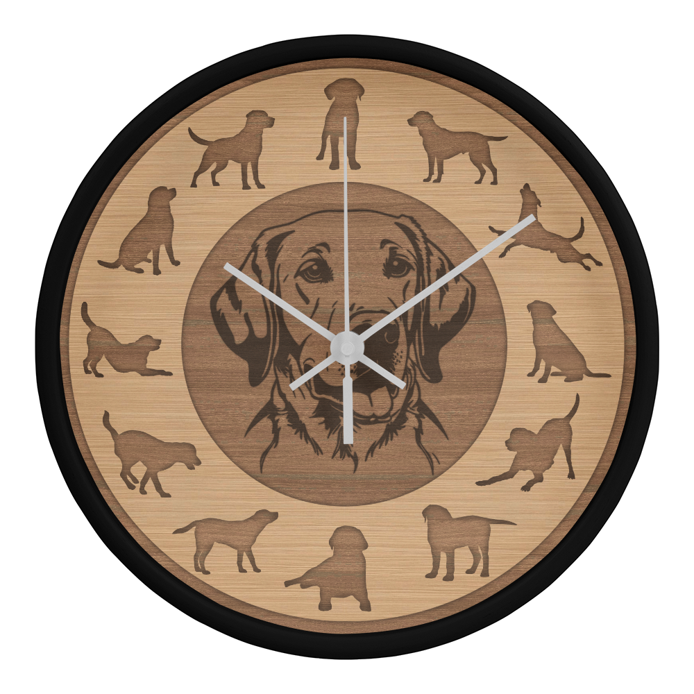 Wooden Labrador Wall Clock - Rustic Brown Silhouette, 10 Inch Quartz, Handmade Dog Owner Gift, Farmhouse Pet Decor, Silent Clock Art"
