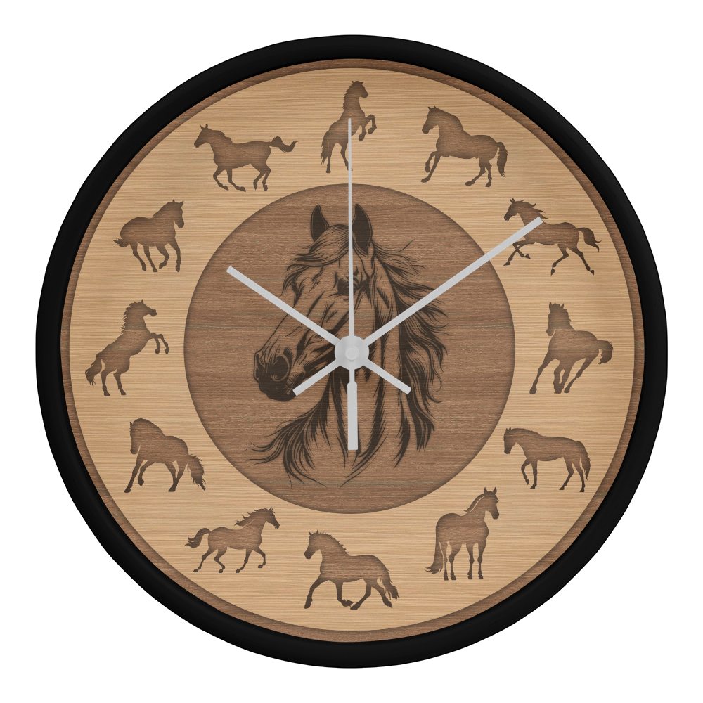 Perfect Wood Frame 10" Wall Clock - Great Gift for Horse Owners Animal Lovers Pet Rescuers, Mother Day, Father Day or Any Special Occasion.