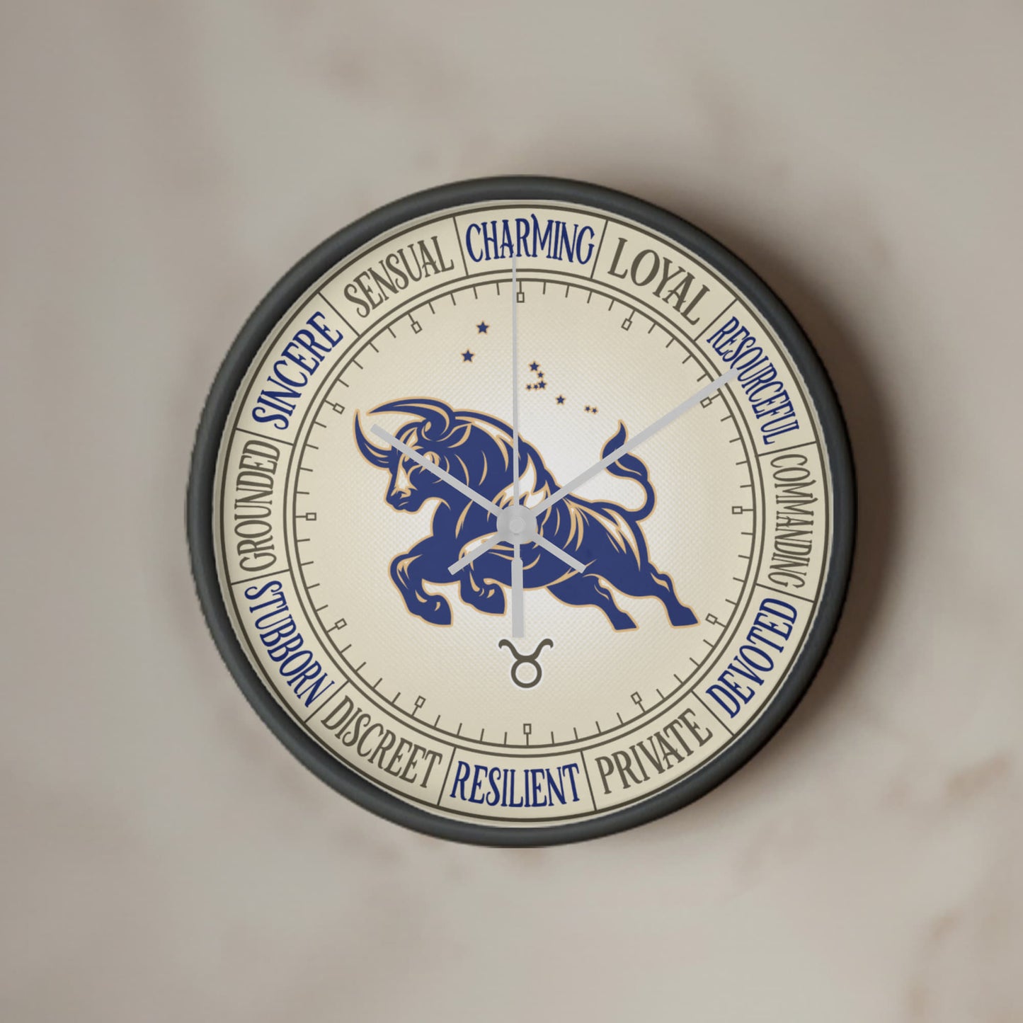 Taurus Wood Frame 10” Wall Clock - Astrology Wall Art, Taurus Lover Gift, Zodiac Decor, Taurus Constellation