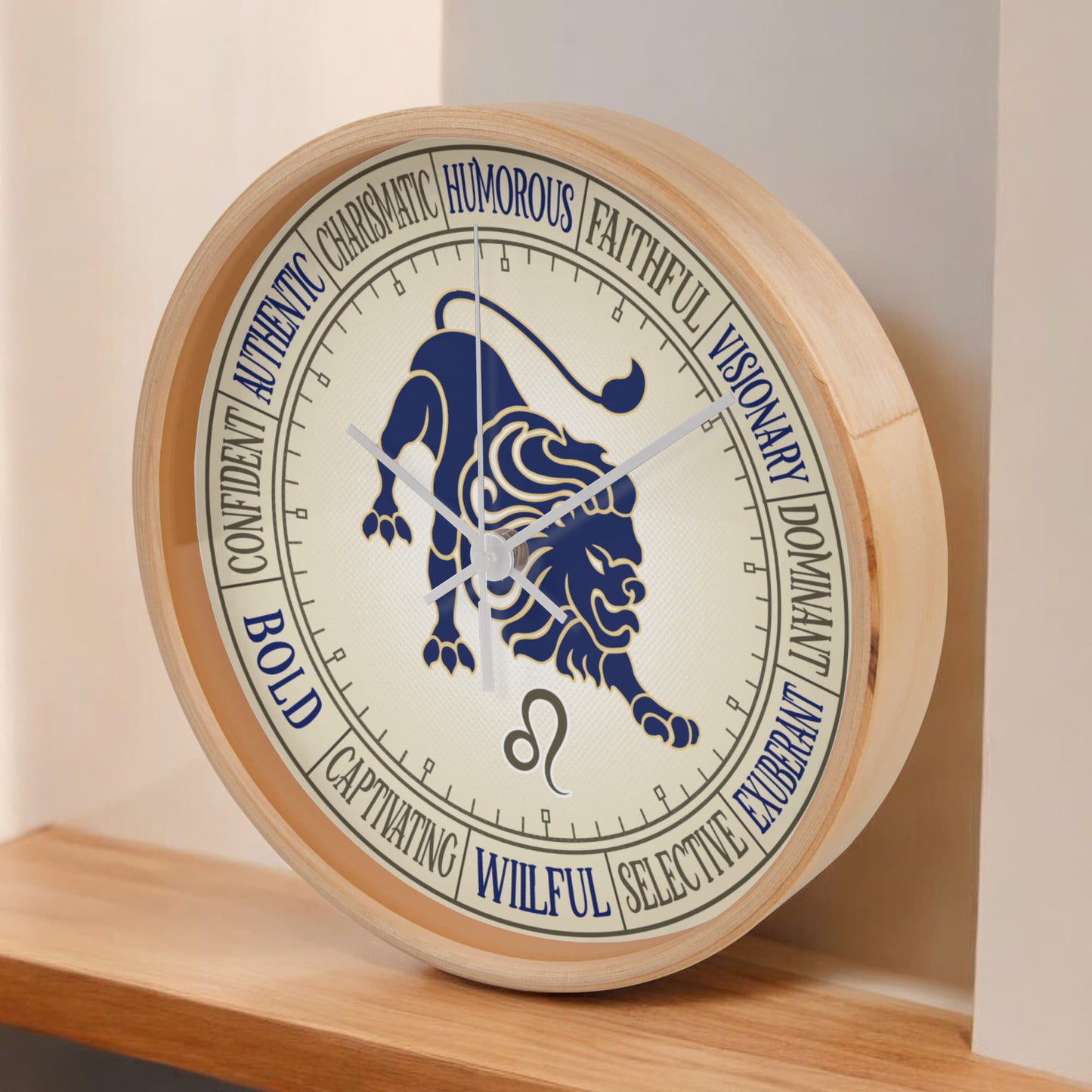 Leo Wood Frame 10” Wall Clock - Astrology Wall Art, Leo Lover Gift, Zodiac Decor, Leo Zodiac Art