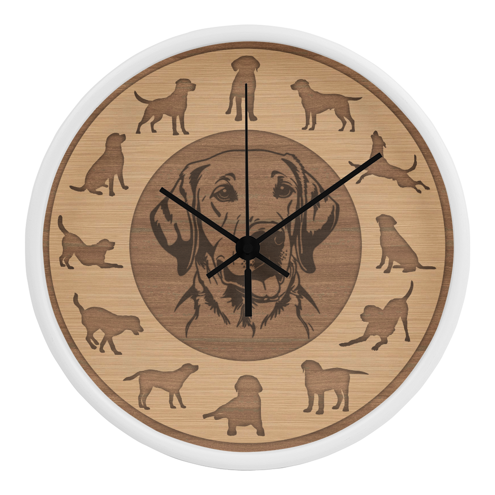 Wooden Labrador Wall Clock - Rustic Brown Silhouette, 10 Inch Quartz, Handmade Dog Owner Gift, Farmhouse Pet Decor, Silent Clock Art"
