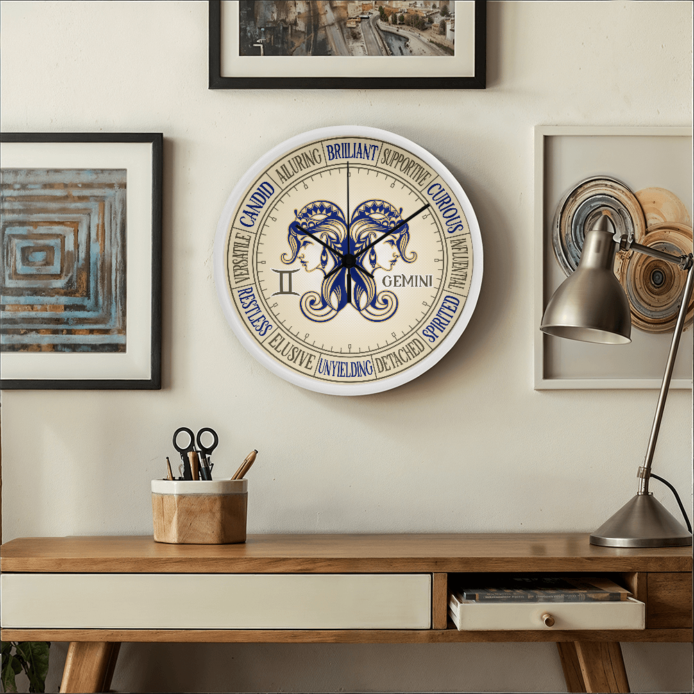 Gemini Wall Clock - Astrology Wall Art, Gemini Lover Gift, Zodiac Decor, Gemini Constellation Present