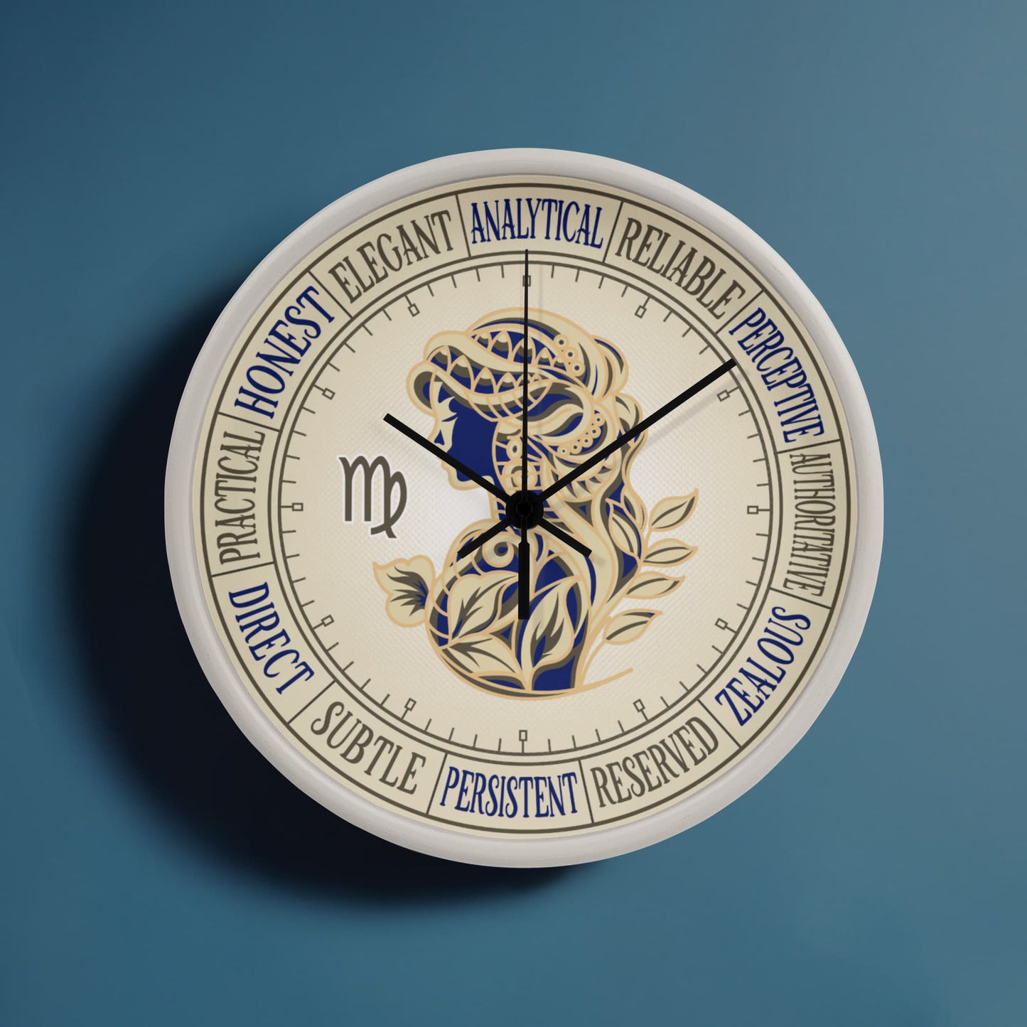 Virgo Wall Clock – Printed Zodiac Silhouette Art, Gift for Astrology Lovers, Celestial Home Decor, 10” Clock