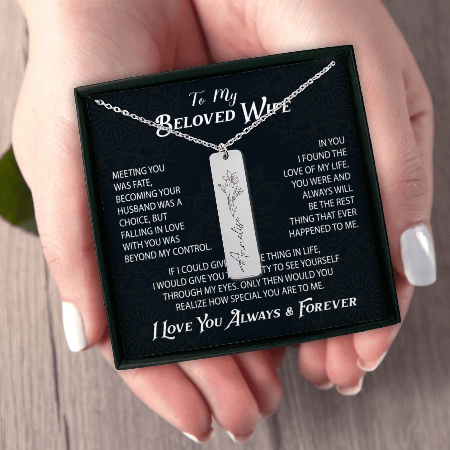 Personalizing Name & Birthflower Necklace - Unique Gift for your Wife Birthday