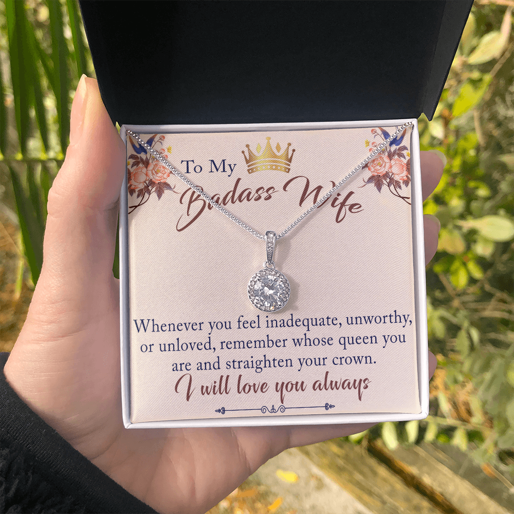 To My Badass Wife Gift - Eternal Hope Beauty Necklace With Inspirational Message Card for Valentine, Mother Day or any Special Occasion