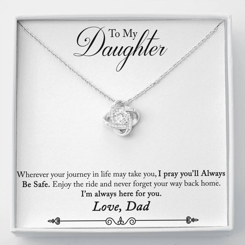 To My Daughter Gift Love Knot Necklace with Inspirational Message Card (264940370666)