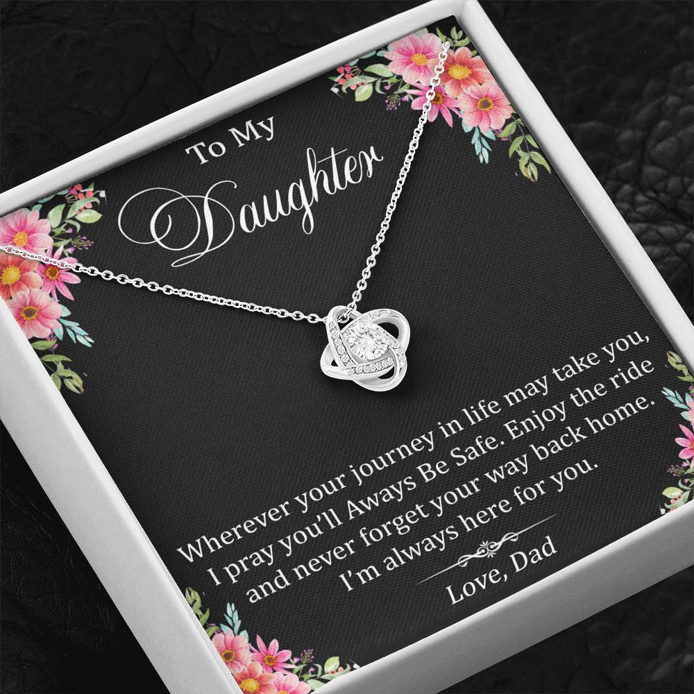 To My Daughter Gift Love Knot Necklace with Inspirational Trending Message Card