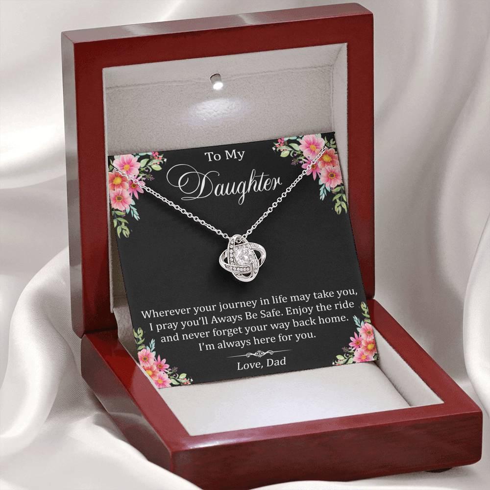 To My Daughter Gift Love Knot Necklace with Inspirational Trending Message Card