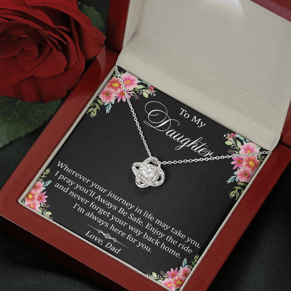 To My Daughter Gift Love Knot Necklace with Inspirational Trending Message Card