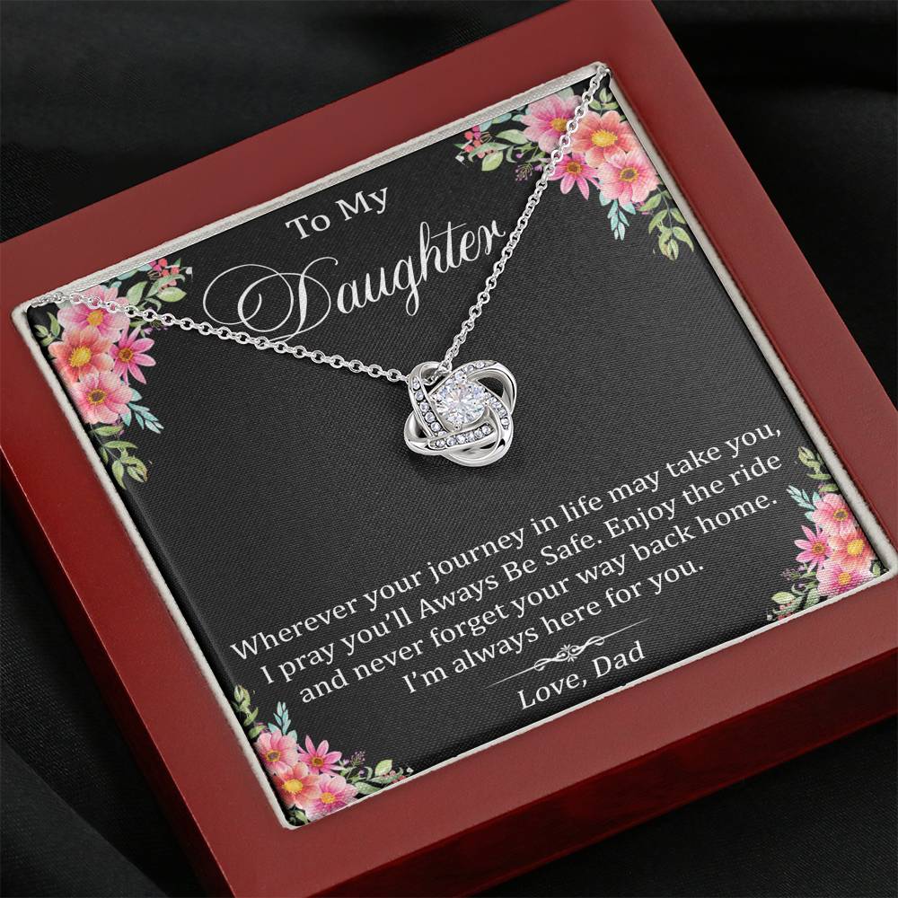 To My Daughter Gift Love Knot Necklace with Inspirational Trending Message Card