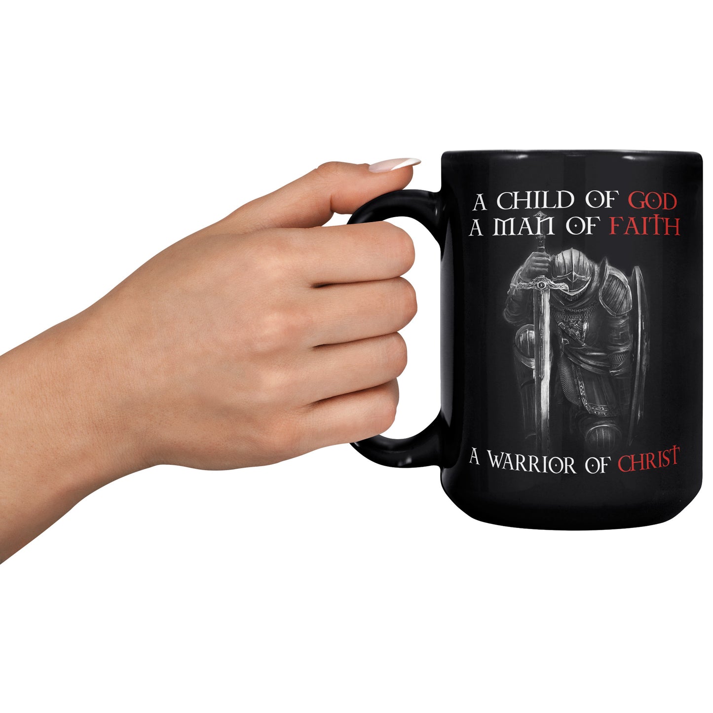 Christian Knight Templar Coffee Mug Warrior Of Christ Child of God, Crusader 15oz Black Coffee Mug(TL-133570214268)