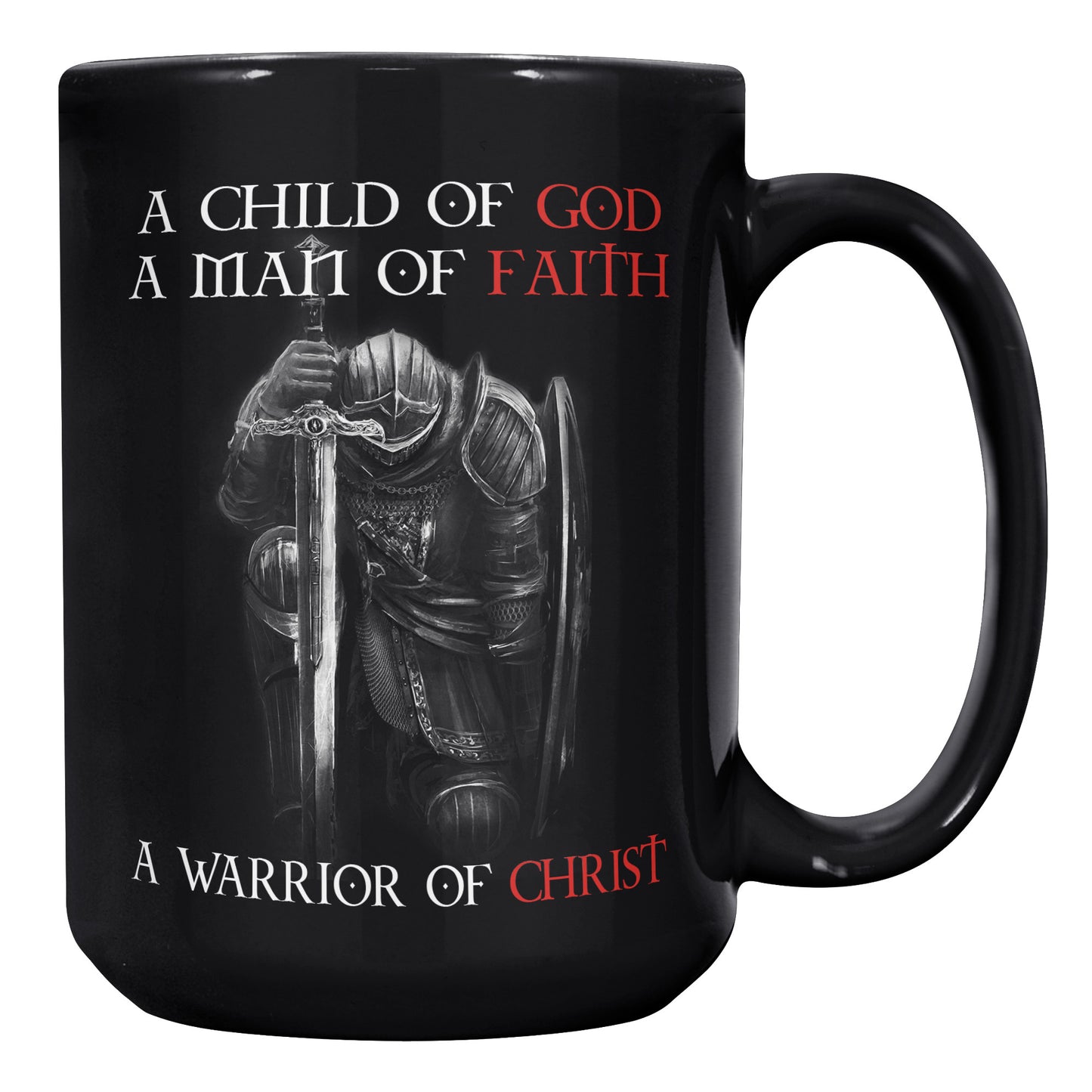 Christian Knight Templar Coffee Mug Warrior Of Christ Child of God, Crusader 15oz Black Coffee Mug(TL-133570214268)