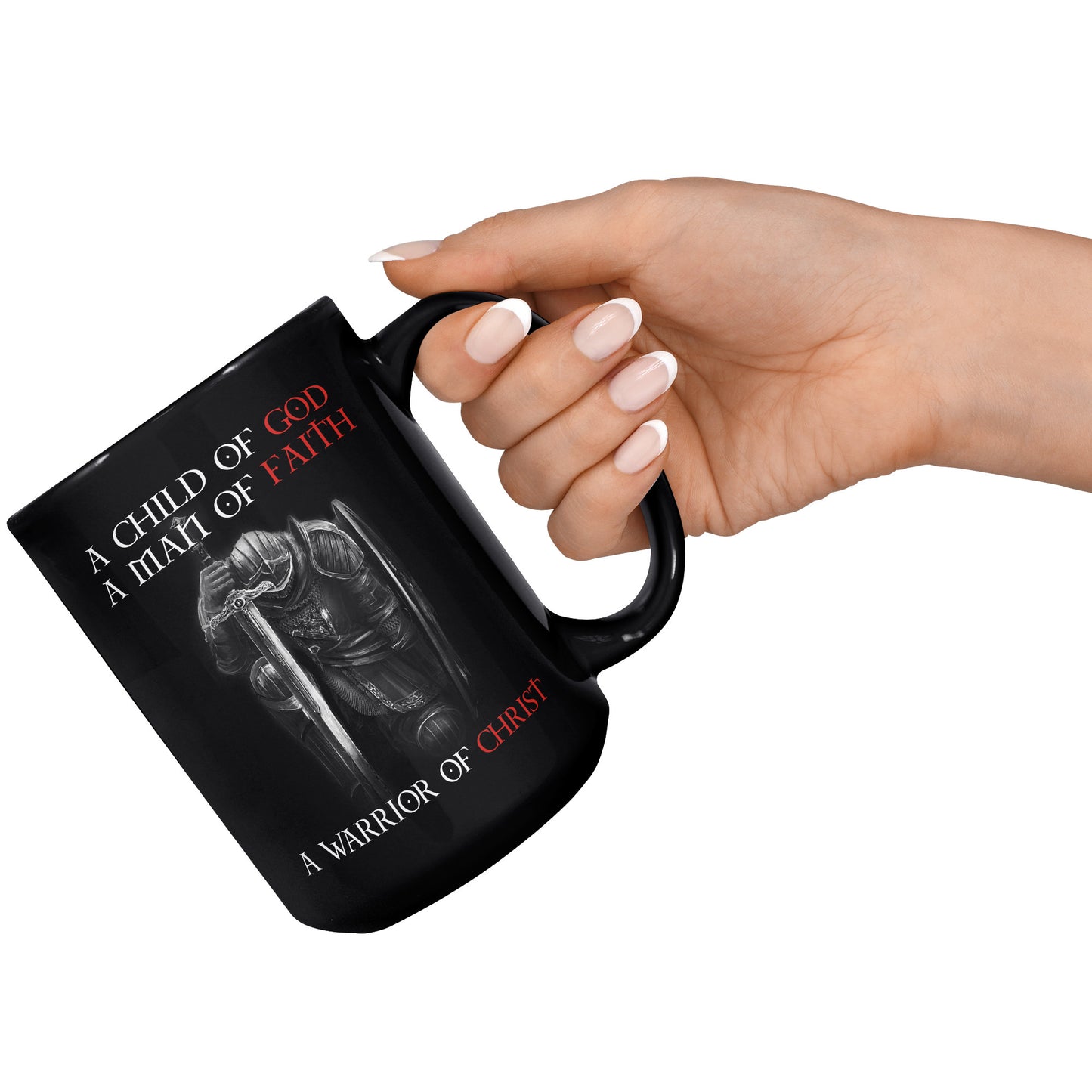 Christian Knight Templar Coffee Mug Warrior Of Christ Child of God, Crusader 15oz Black Coffee Mug(TL-133570214268)