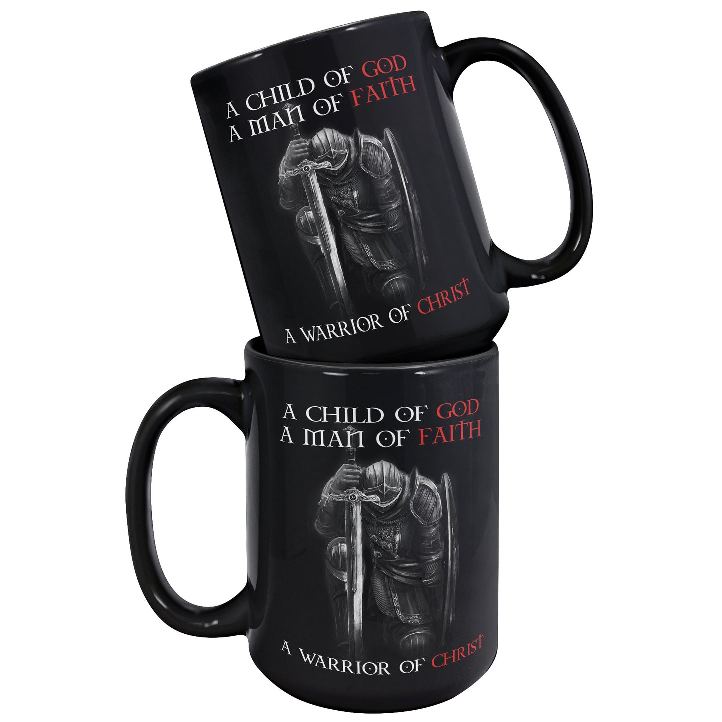 Christian Knight Templar Coffee Mug Warrior Of Christ Child of God, Crusader 15oz Black Coffee Mug(TL-133570214268)