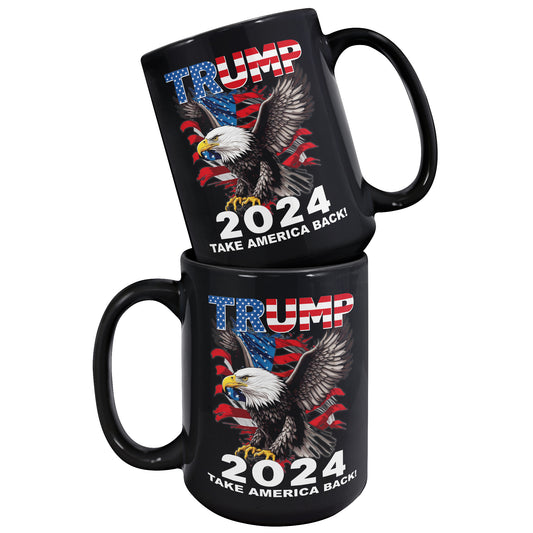 Retro Donald Trump 2024 Election Take America Back USA Flag Patriotic Coffee Mug (TL-135348192337)