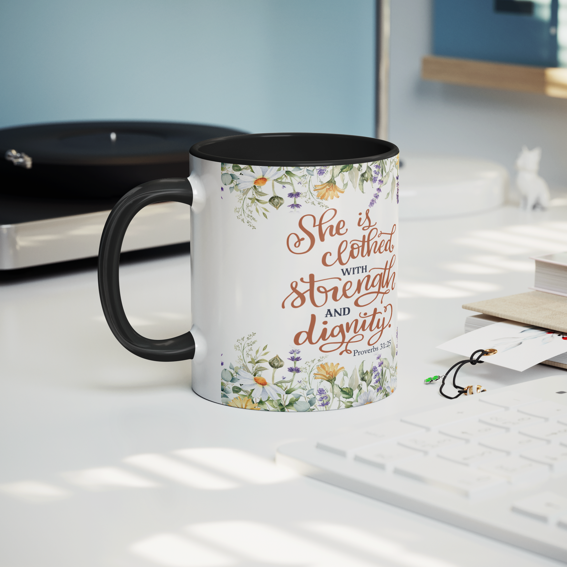 She_is_Clothed_in_Strength_and_Dignity_-_Mug_Lifestyle_Record_Player_Mockup.png