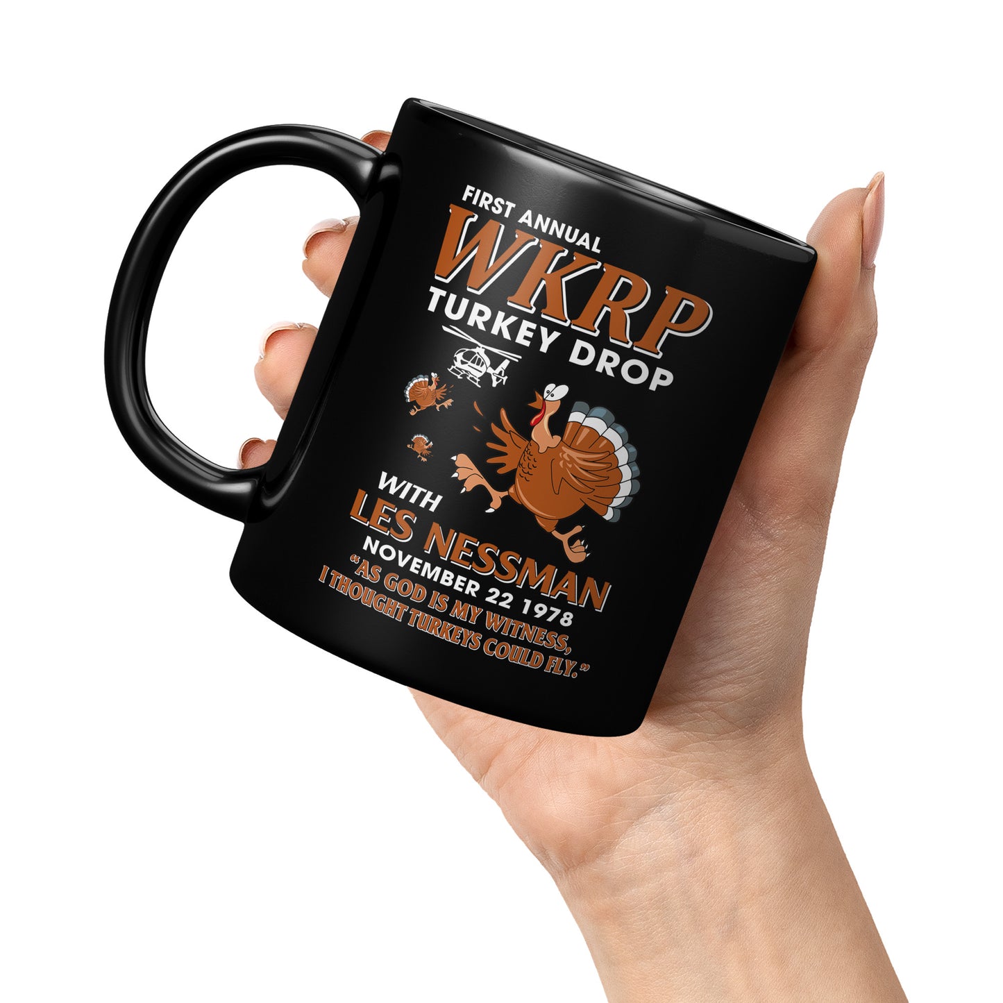WKRP Turkey Drop with Les Nessman Funny Coffee Cup - Thanksgiving Day Gift Ideas (TL-132836260903)