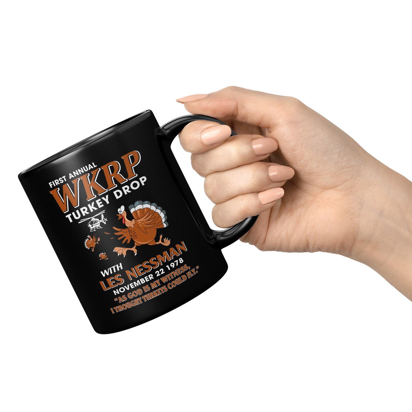 WKRP Turkey Drop with Les Nessman Funny Coffee Cup - Thanksgiving Day Gift Ideas (TL-132836260903)