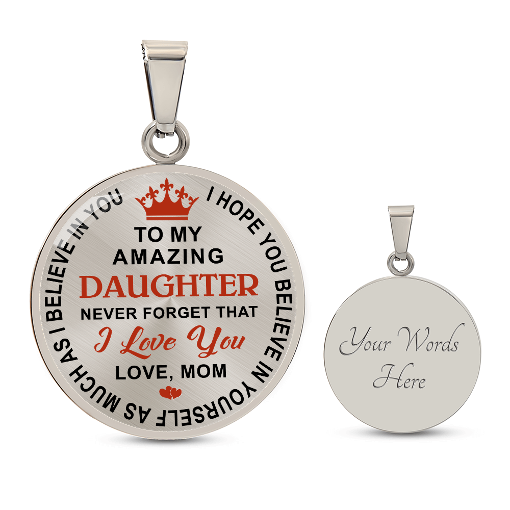 To My Daughter Circle Necklace Gift from Dad, Father - Meaningful Birthday, Christmas or any Special Occasion gift for Princess, Little Girl
