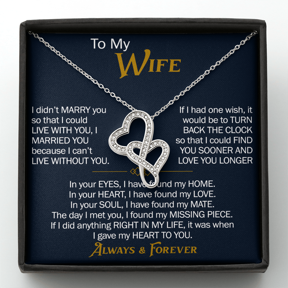 To My Wife Heart-to-Heart Pendant Necklace from Husband, Christmas Gifts For Women, Anniversary Gift For Wife, Soulmate