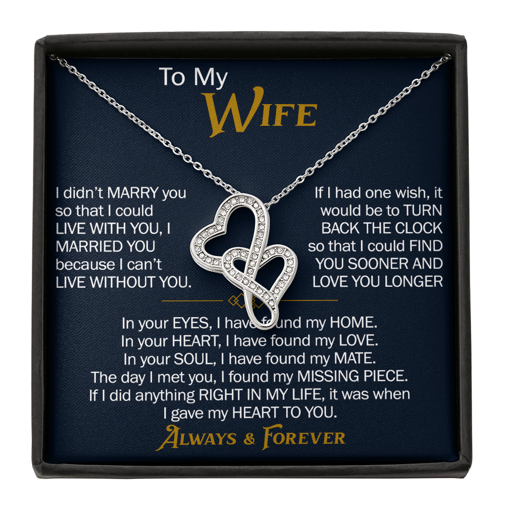To My Wife Heart-to-Heart Pendant Necklace from Husband, Christmas Gifts For Women, Anniversary Gift For Wife, Soulmate