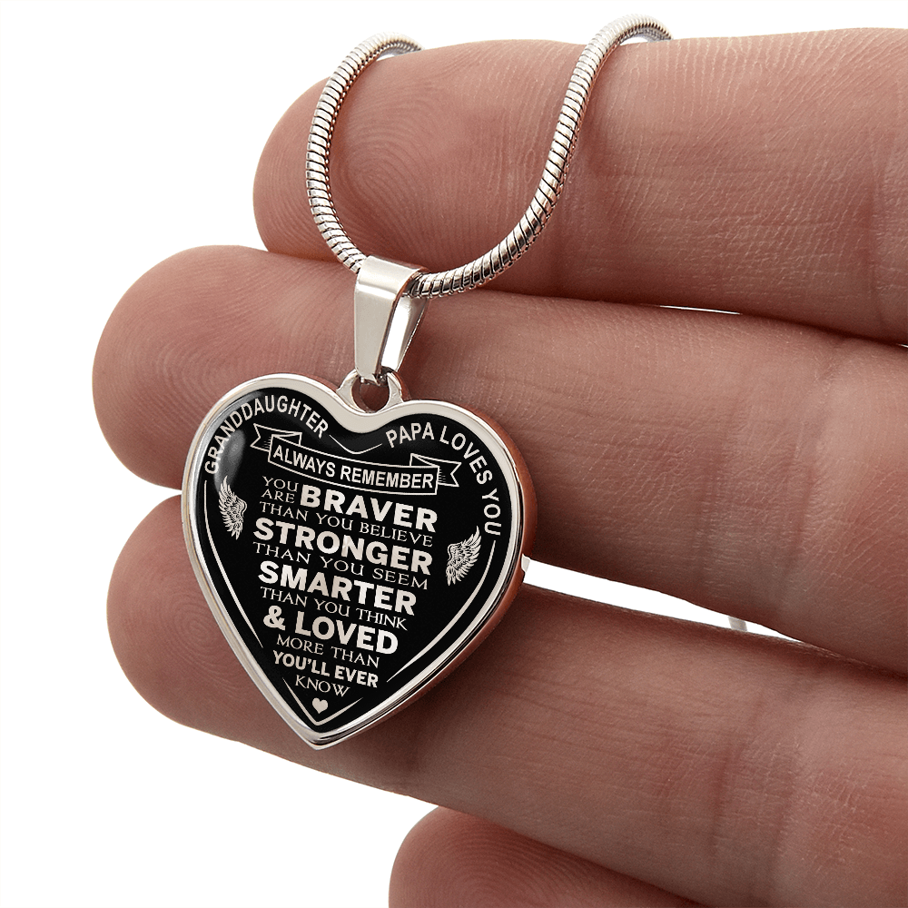 To My Granddaughter Heart Necklace gift from Papa Grandad Grandfather