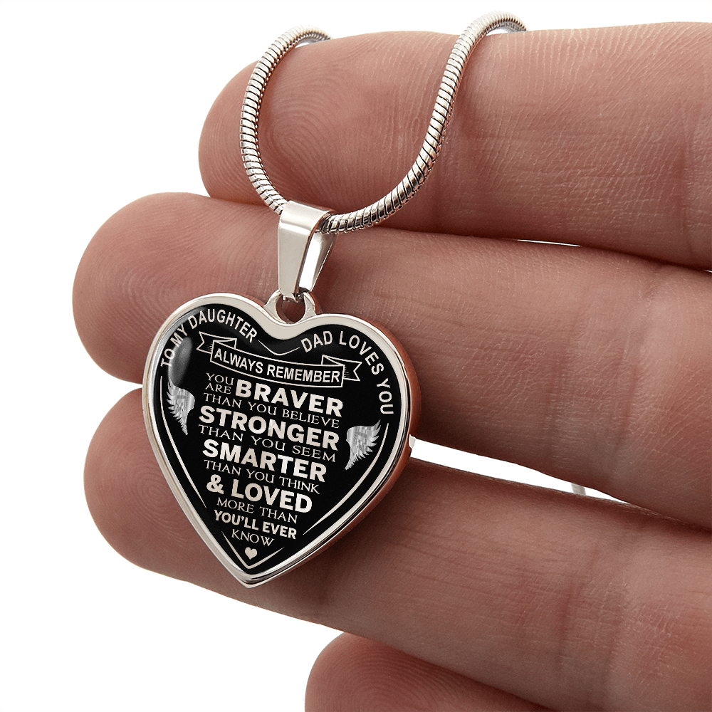 To My Daughter - Dad Loves You Luxury Heart Necklace Gifts For Birthday, Wedding (132624694219)