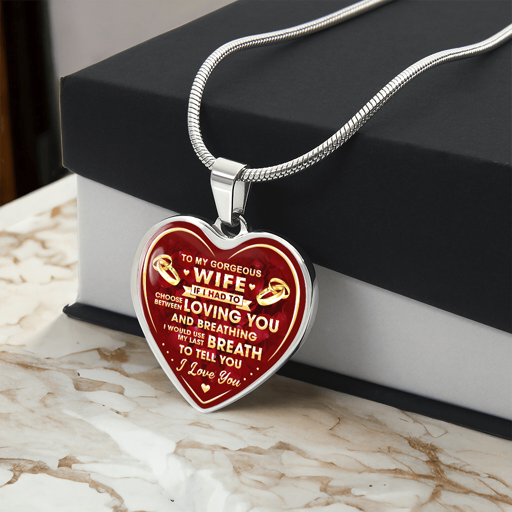 Romantic Gift for Wife, Wedding Heart Necklace - Husband and Wife Heartfelt Gift (132950845308)