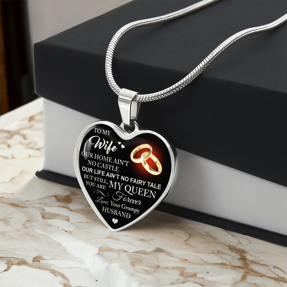 To My Wife Love Gift From Grumpy Husband Heart Necklace Chain for Valentines Day (133581377259)