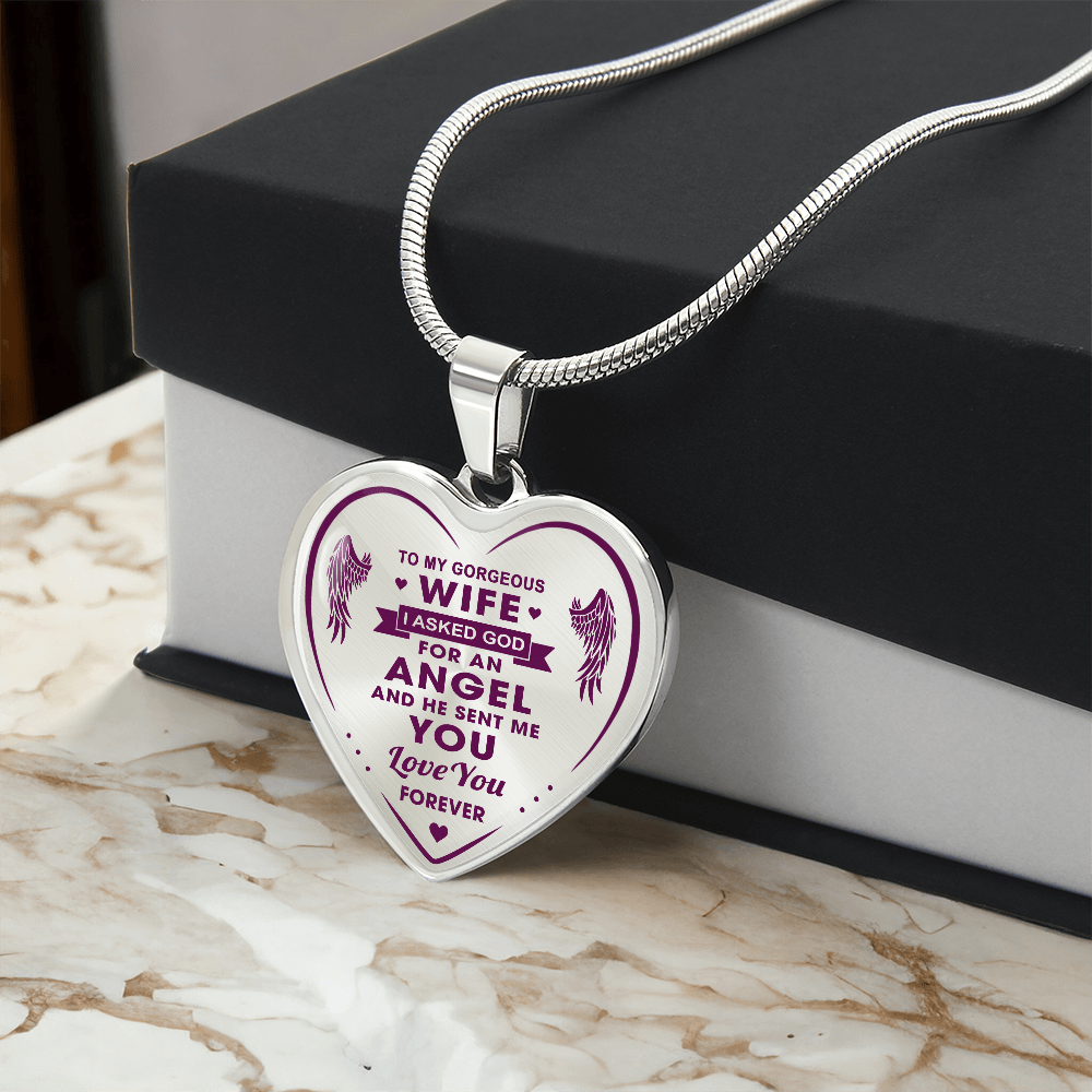 To My Gorgeous Wife Heart Necklace Forever Love Gift for Valentines Day Birthday (132672051054)